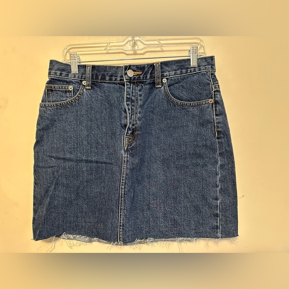 Dr Denim Mallory Denim Skirt NWT Size Large Raw Hem‎
